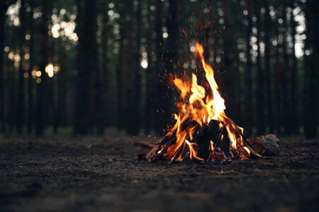 mit Freunden am Feuer